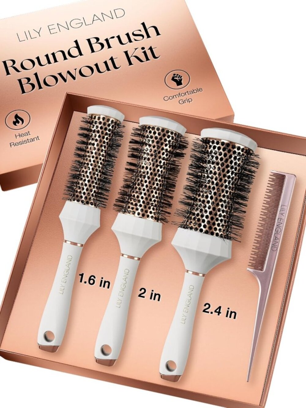 4-Piece Round Hair Brush Set with Comb - Professional Blow Dry Kit for Styling